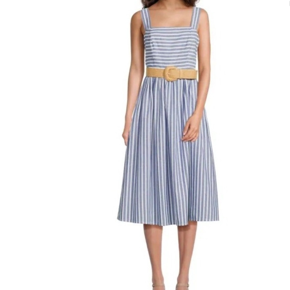 Eliza J Blue and White Striped Dress doesn’t have belt